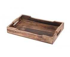 Meinposten. Tablett Serviertablett Holz Mango braun Holztablett Deko Dekotablett Dunkelbraun (Klein (31 x 20 cm))