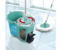 CLEANmaxx Power-Wischmopp Spezial-Eimer| Zwei-Kammer-Filtersystem | Schmutzwasserfilter | Leichtes Auswringen | Designed in Germany | Türkis (Wischmop)