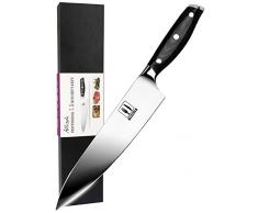 Allezola Küchenmesser, Professionelle 19 cm Kochmesser, Gemüsemesser, Chefmesser, Allzweckmesser, aus Hochwertigem Carbon Edelstahl mit Scharfer Klinge und Ergonomischem Griff