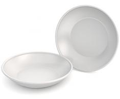 Ornamin Teller tief Ø 18 cm weiß 2-er Set Melamin (Modell 419) / Kunststoff-Essteller, Suppenteller