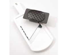 Fackelmann Dick-/Dünnschneider mit Restehalter, Gemüseschneider mit zweiseitiger Edelstahl-Klinge, hochwertiger Gemüsehobel (Farbe: Weiß/Schwarz), Menge: 1 Stück