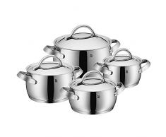 WMF Concento Topfset 4-teilig, Cromargan Edelstahl poliert, Töpfe mit Metalldeckel, Topf Induktion, Innenskalierung, Dampföffnung , unbeschichtet