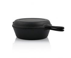 BBQ-Toro Gusseisen Topf | 3,5 Liter - schwarz | Gusstopf - Bräter mit Bratpfanne - Deckel