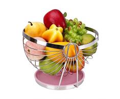 AOEHTRAY Schaukel Obst Metall Hängematte Edelstahl Chrom Obstkorb Arbeitsplatte Lagerung Runde Schüssel Größe 26 * 26 * 18 cm