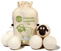 aumondo Trocknerbälle für Wäschetrockner - 6 XXL Extragroße Filzbälle aus Schafwolle, der natürliche Weichspüler. Ideal für Daunenjacken. Dryer Balls Trocknerkugeln für Daunen.