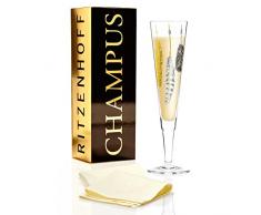 Ritzenhoff Champus Champagnerglas, Kristallglas, Schwarz, Gold, Platin, 7 cm