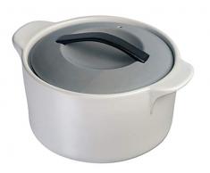 OGO LIVING 7931022 Schmortopf mit grauem Deckel, 3 l, Weiß, Weiß, 27 x 21,5 x 13 cm
