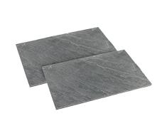 com-four® 2X Servierplatte, Serviertablett aus natürlichem Schiefer, 30 x 20 cm
