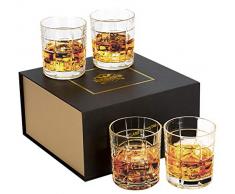 KANARS Whiskey Gläser Set, Bleifrei Kristallgläser, Whisky Glas, 4-teiliges, 300ml, Luxuriös Geschenk
