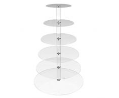 Lalia XL Torten Etagere durchsichtig groß 6 stöckig 35-10cm Umfang stabiles Plexiglas für Cupcakes Torten Hochzeitstorte Perfekt Party, Taufe Geburtstag oder zur Hochzeit Tortenständer Tortenetagere