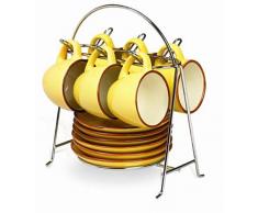 IMUSA USA A120-22123 Espresso-Set mit Ablagekorb aus Chrom, 12-teilig, Gelb