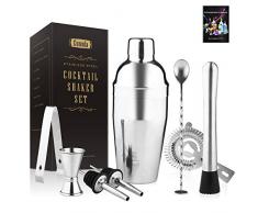 Cocktail Shaker Set 8-teilig, Esmula 750ML Edelstahl Barkeeper Kit Professionelle Martini Mixing Bartending Kit Kombination, Home Stylish Bar Tool Set mit Cocktail Rezepte Booklet