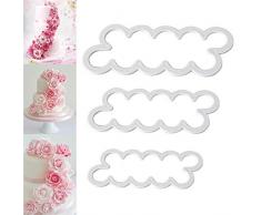 CAOLATOR Set 3 Stück DIY Rosen Ausstecher Rosa Petal Sugarcraft Formen für Decoration Torten Gebäck Fondant Küche Werkzeug