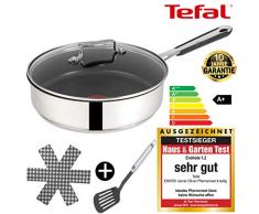 Tefal E89705 Jamie Oliver Schmorpfanne Induktion 25cm mit Deckel 4 tlg, STROMSPARENDE Saute-Pfanne Antihaft-beschichtet, HOHER RAND, Backofenofengeeignet, Spülmaschinenfest,FÜR ALLE HERDARTEN
