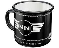 Nostalgic-Art 43217 Mini – Logo Black – Geschenk-Idee für Auto Fans Retro Emaille-Tasse, Camping-Becher, 360 milliliters, Vintage Design