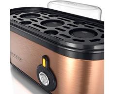 Arendo - Edelstahl Eierkocher Threecook - Egg Cooker - EIN AUS-Schalter - Wählbarer Härtegrad - 210 W - 1-3 Eier - Antirutschgummifüße für sicheren Halt - BPA-frei - GS-Zertifiziert