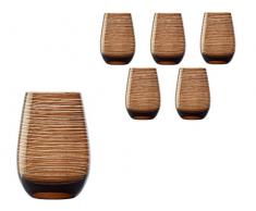 Stölzle Lausitz Twister Becher in braun, 465 ml, 6er Set Gläser, spülmaschinenfest, Bunte Trinkbecher, hochwertige Qualität