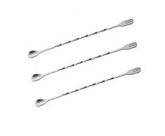Markcur 3 Stück Edelstahl Barlöffel Cocktaillöffel 2 in 1 Rührer Bar Cocktail Rühren Löffel doppelköpfiger Tee-Rührstab 26 cm