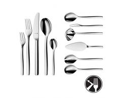 WMF Atic Besteckset, 12 Personen, 66 teilig, 60 Teile mit Servierbesteck, Monobloc-Messer, Cromargan protect Edelstahl poliert, glänzend, kratzbeständig, spülmaschinengeeignet