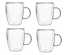 KADAX doppelwandige Glas Tasse, Glas mit Griff, 270ml, Trinkglas für Saft, Tee, Kaffee, Drink, Wasser, Eistee, Cappuccino, Universalglas, Teeglas, hochwertige Qualität (4)