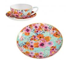 Dekomiro Maxwell & Williams Kaffeegedeck Bloems Bumen 3 teilig aus Bone China Porzellan