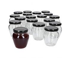 MamboCat 18er Set Marmeladengläser 212 ml I Vielseitige Twist Off Gläser zum Befüllen I Einmachgläser für Obst Konfitüre Gelee Antipasti UVM I Schöne Schraubgläser mit Deckel to 63 Schwarz
