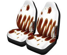 Front Seat Cover,Spritzer Und Verschütteter Süßer Teriyaki-Saucenlöffel Flat Lay Funktionale Vordere Fahrersitzbezüge 2-TLG
