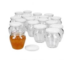 MamboCat 18er Set Marmeladengläser 212 ml I Vielseitige Twist Off Gläser zum Befüllen I Einmachgläser für Obst Konfitüre Gelee Antipasti UVM I Schöne Schraubgläser mit Deckel to 63 Weiß