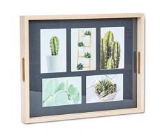 levandeo Bilderrahmen Tablett 5 Fotos 10x15cm Collage Fototablett Natur Braun Schwarz Fotorahmen Fotogalerie Deko Tischdeko