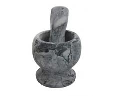 rukauf Mörser und Stößel, Marmor-Mörser und Marmor-Stößel, Edler Zerkleinerer für Gewürze Kräuter usw. Silber-Grau