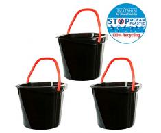2friends 3 Eimer Putzeimer Haushaltseimer ECO, 3 Stück, aus 100% Recycling-Kunststoff, super stabil, 10 Liter, hergestellt in der EU