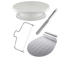 STAR - LINE 4Tlg Tortenplatte Drehbar Set inkl. Tortenheber, Streichpalette und Tortenschneider | Edelstahl - Spülmaschinenfest