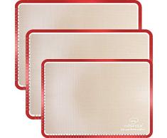 ODSPTER Backmatte Silikon, Macarons Backmatte mit Messungen, BPA frei Rutschfester wiederverwendbarer Hitzebeständig Antihaftbeschichtet [3 Stück]