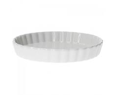Van Well Quiche-Form rund, Ø 205 mm, H 30 mm, wellige Auflaufform aus Porzellan, hitzebeständig, runde Kuchenform, Geschirr weiß, Kochen + Backen
