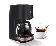 Retro Filterkaffeemaschine mit Permanentfilter, Bis zu 12 Tassen, Retro-Design-Kaffeemaschine mit 1,5-Liter-Glaskanne, Warmhalteplatte | Abschaltautomatik | tropft nicht (schwarz)