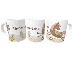 Kilala Personalisierte Kindertasse Kunststofftasse Pferd Namenstasse Reiterhof -Kindergartentasse Pferdefans braun