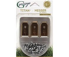 Ersatz Messer Klingen für Husqvarna Automower / Gardena Mähroboter + Schrauben NEU ( LongLife TITAN / Edelstahl || 0,75mm / 0,45mm || 9-90 Stk. ) # Die größte Auswahl !, Messer/Schrauben:30, Material:Titan (0.45mm)