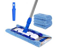 MR.SIGA Professionelle Mikrofaser-Wischmop Bodenwischer Reinigung für Hartholz-, Laminat-, Fliesenboden, Edelstahlgriff, inkl. 3 wiederverwendbaren Mikrofasertücher und 1 Schmutzabscheider