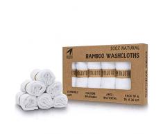 MIJOTO 100% Bambus Mikrofaser Reinigungstücher (6er Set) - besonders weiches Gesichtsreinigungstuch - waschbar, hypoallergen & antibakteriell - für die schonende Gesichtsreinigung - weiß - 25x25cm