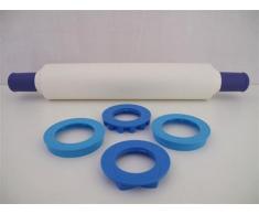 TUPPERWARE Backen Profi-Teigrolle blau Nudelholz BacknRoll D06 + Ringe 31076
