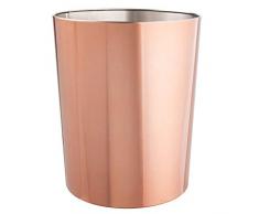 mDesign runder Mülleimer – kompakter Abfalleimer für Bad, Büro und Küche mit ausreichend Platz für den Müll – Papierkorb aus Edelstahl – rotgold