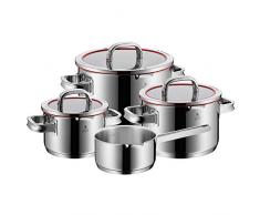 WMF Function 4 Topfset 4-teilig, Cromargan Edelstahl poliert, Töpfe mit Glasdeckel, 4 Abgießfunktionen, Induktionstöpfe, Topf Induktion, Innenskalierung, unbeschichtet