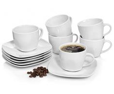 Sänger Kaffeetassen Set Bilgola aus Porzellan 6er Set | Bestehend aus Tassen und Untertassen | Füllmenge 175 ml | Perfekt aufeinander abgestimmtes Set