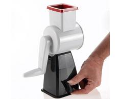 Westmark Reibemaschine mit 4 Schneidtrommeln, Trommelreibe/-hobel, Höhe: 28 cm, Kunststoff/Rostfreier Edelstahl, Weiß/Rot/Silber/Schwarz, 97602260