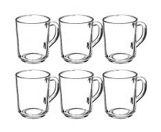 KADAX Teegläser, Wassergläser mit Henkel, 6er Set, Glastassen, Saftgläser, Gläserset, Gläser für Tee, Kaffee, Wasser, Drink, Eistee, Saft, Trinkgläser, Kaffegläser (Nele, 250 ml)