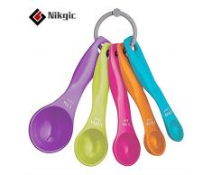 Nikgic Messlöffel Set Bunte Kunststoff Messlöffel Set für Backen Küche 5 Stück