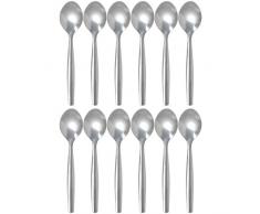 com-four® 12x Teelöffel aus rostfreiem Stahl - stilvolles Tafelbesteck im schlichten Design - Kaffeelöffel - Dessertlöffel - Teeservice 11,5 cm (12 Stück - Teelöffel)