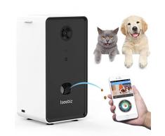 Iseebiz Full HD WiFi Haustierkamera mit Snack-Ausgabe, Multifunktionaler Spender Hundekamera, Heimtierkameras mit 2-Wege-Audio und Nachtsicht, Hundekamera