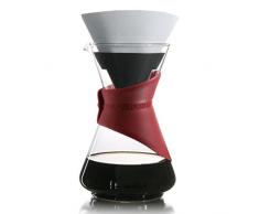 Finum BLOOM AND FLOW - Kaffeebrüher mit Glaskaraffe, Kaffeebereiter, Handbrüh Kaffee, Kaffeezubereiter, Filterkaffee, Pour Over, Kaffeeaufbereiter aus Glas mit Filter, Kaffeekessel, BPA-frei - Rot