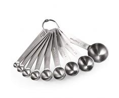 U-Taste Messlöffel Set mit 9 Löffel Messbecher Set Edelstahl 18/8, Measuring Spoons Küche Messbecher für Flüssige und Feste Koch